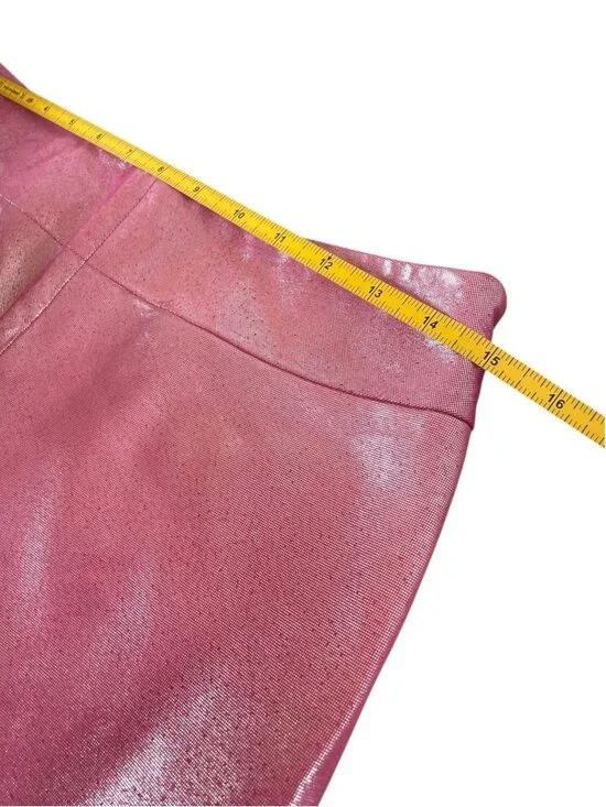 Rare Vintage Y2K Express Hot Pink 100% Leather Halter Top Skirt Set Sz XS Fest - Picture 14 of 16